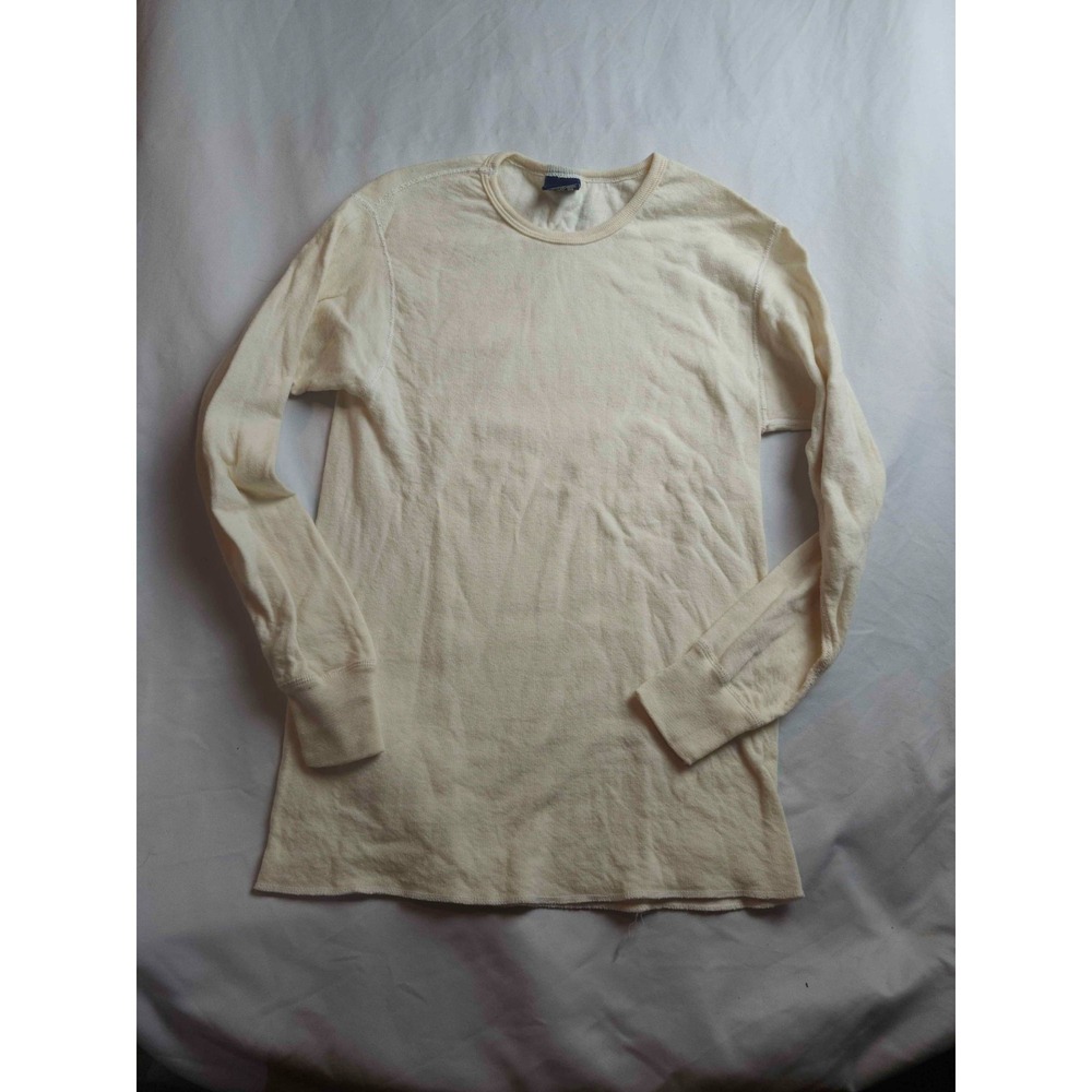 Vintage 90s Duofold Thermal Shirt Mens M Beige Layering Wool Blend Heritage USA